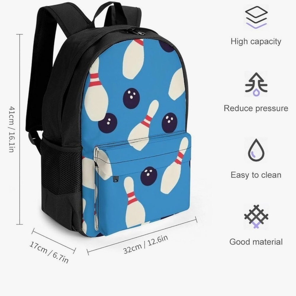 Bowling Pin Pattern Backpack - Picture 7 of 11